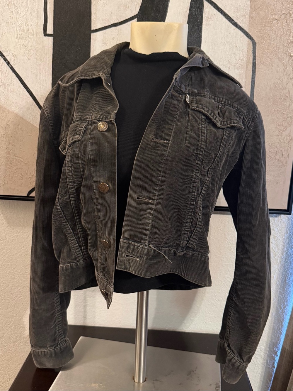 Vintage Women's Levi Corduroy Jacket - Black Sz Small